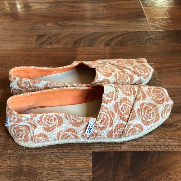 Toms Shoes - Toms Rose Orange Canvas Classic Slip On Shoes 10